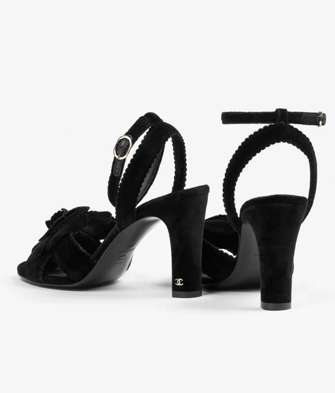 凉鞋 - 黑 - 丝绒 - CHANEL - 艺术视图1 - 查看全尺寸版本